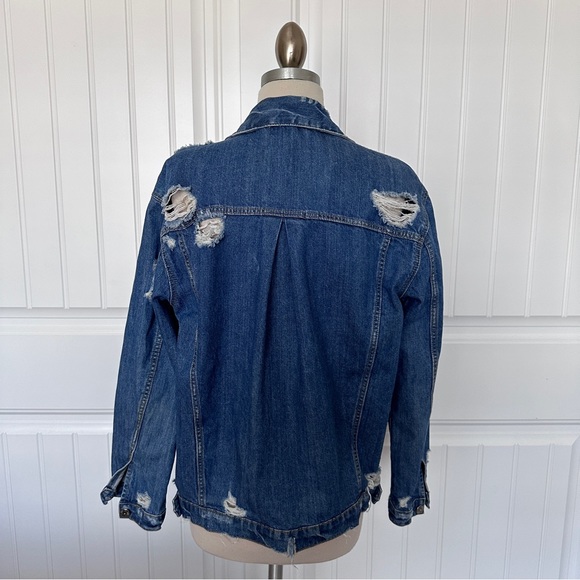 Zara Distressed Oversized Denim Jacket - Picture 4 of 7